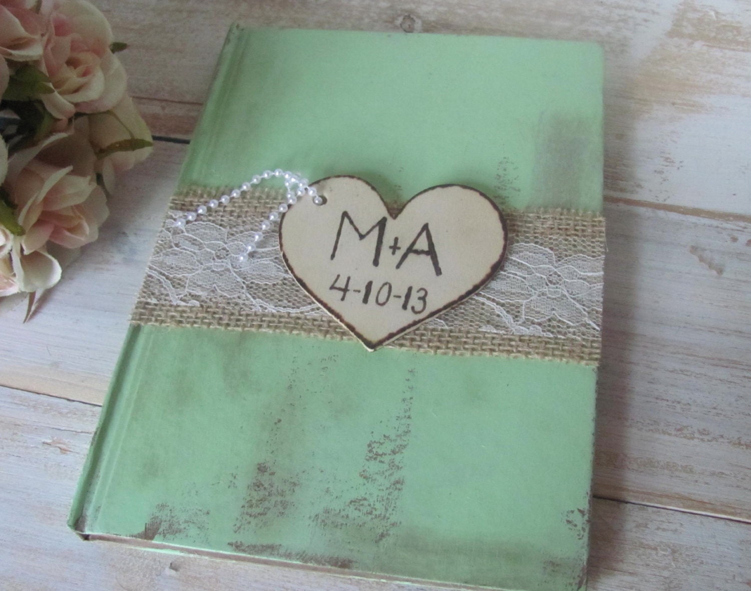 Wedding Guest Book - Bridal Shower Guest Book - Shabby Chic - Personalized
