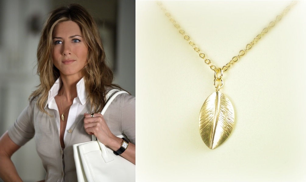 Jennifer Aniston Gold Leaf Necklace Break Up Movie by tudorshoppe