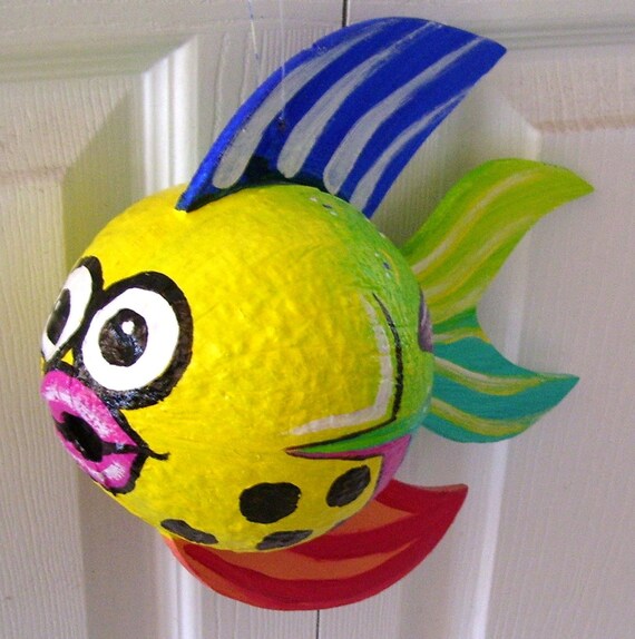 Coconut Fish Tropical Fish Hand Painted and Hand by roseartworks