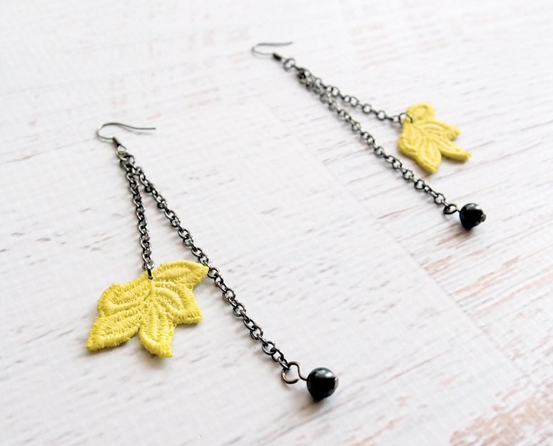 Lace Dangle Earrings - Netia - Yellow Leaf Jewelry - branchbound