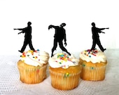 Zombie Cupcake Toppers Set of 3 Halloween Cupcake Toppers Zombie Apocalypse Cupcake Toppers Silhouette Zombies Cupcake Toppers Zombie Party - CreativeButterflyXOX
