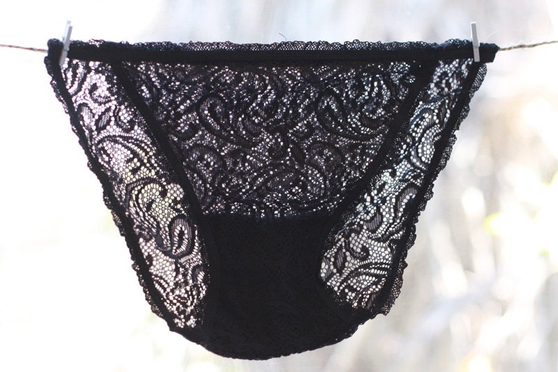 Items similar to black lace paisley panties, bridesmaid underwear one