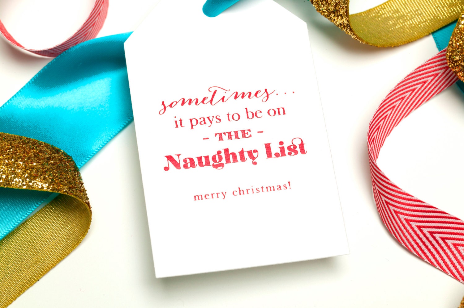 Holiday Gift Tag - Letterpress Foil Set of 12 Tags - Naughty List by Flair Designery Il_570xn