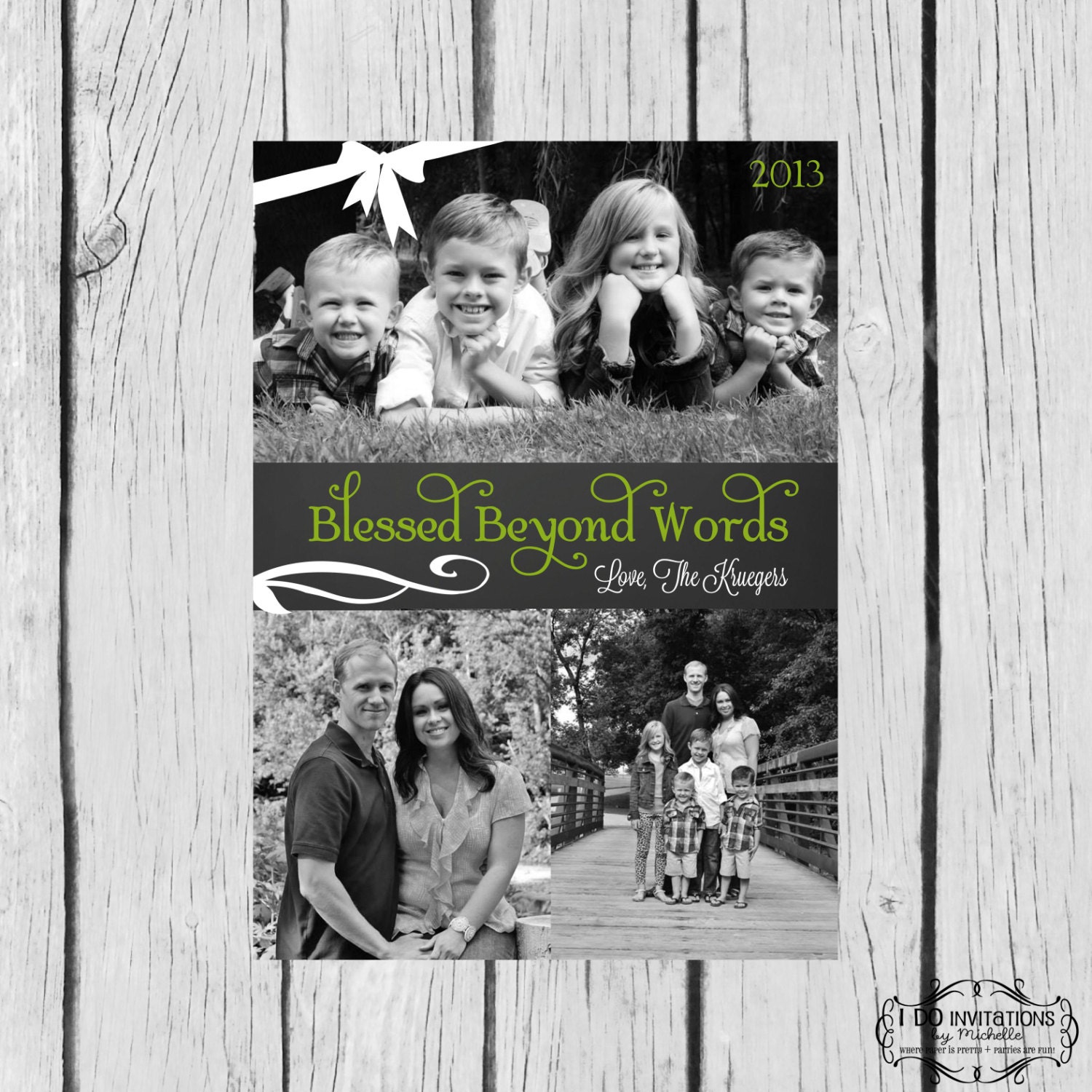 Blessed Beyond Words Holiday Photo Card - Digital File Il_570xn