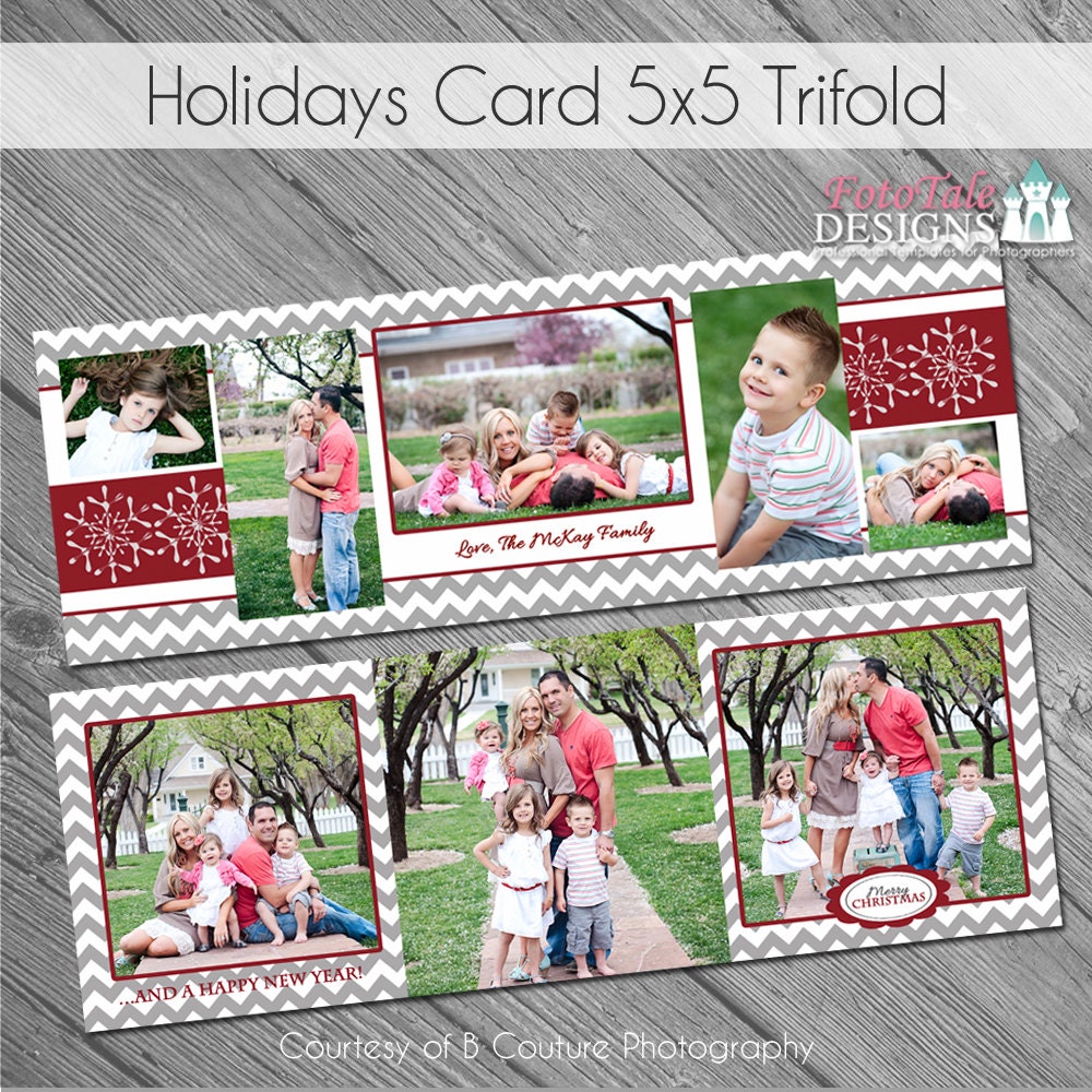 Items Similar To Instant Download Holiday Trifold Christmas Card 5x5 Tri Fold Photo Card 5x5 Trifold Card Template