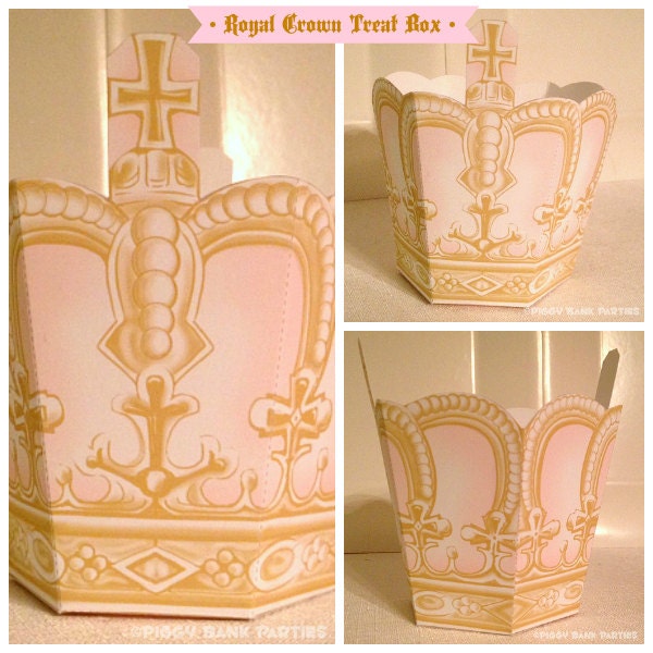 ROYAL CROWN Treat Box : DIY Printable Princess Tiara Favor Box - Instant Download Il_570xn