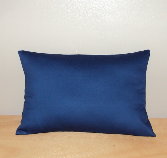Solid Navy Blue Cotton Decorative Lumbar Pillow by PlumandLitton