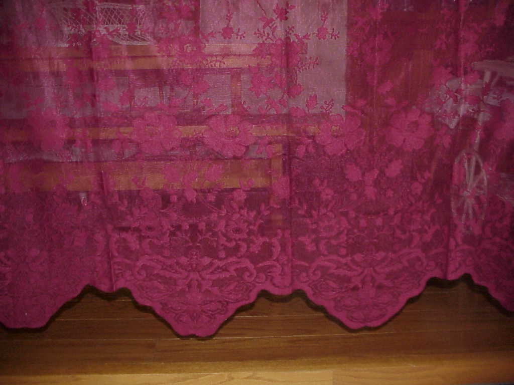 burgundy lace living room curtains