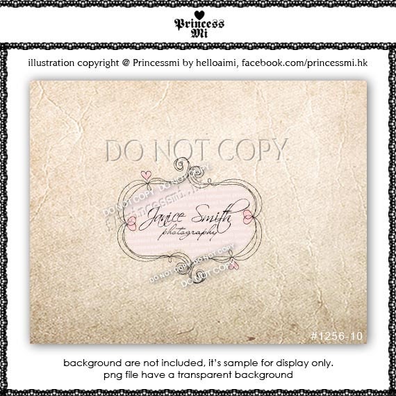 Custom Premade Logo Design - sketch hand drawn frame border swirl heart illustration photography boutique logo by princess mi logo1256-10