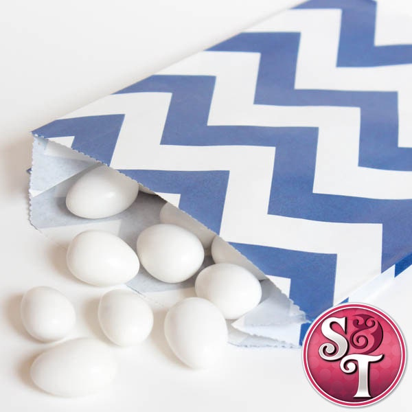 Chevron Zigzag Navy Blue Goodie Favor Treat Bags - Qty 12 Il_570xn