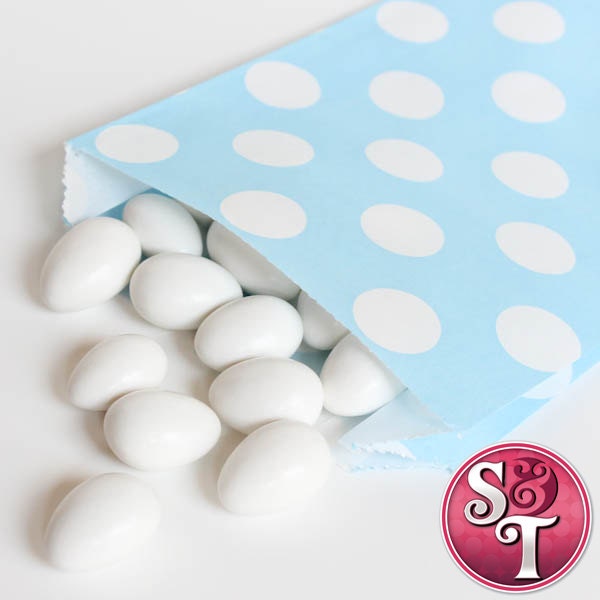 Dot Light Blue Goodie Favor Treat Bags - Qty 12 Il_570xn