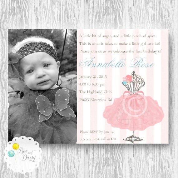 Princess Tutu Invitation for Birthday Party or Baby Shower - Girls Dainty Dressform DIY Printable Invite by Bee and Daisy Il_570xn