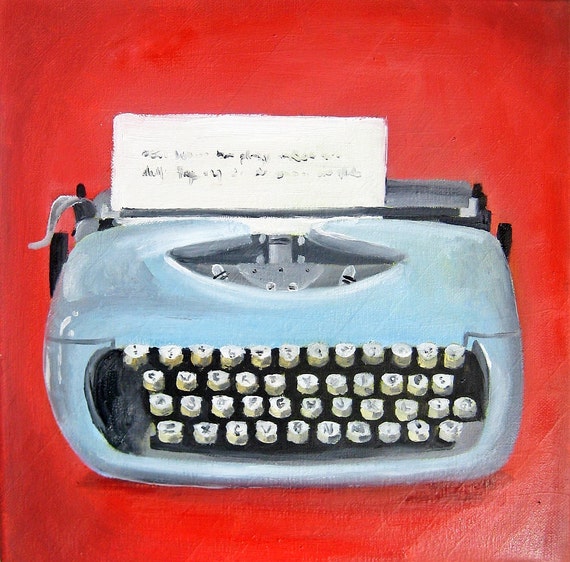 Typewriter Painting Retro Painting Vintage by LatreiaDesigns