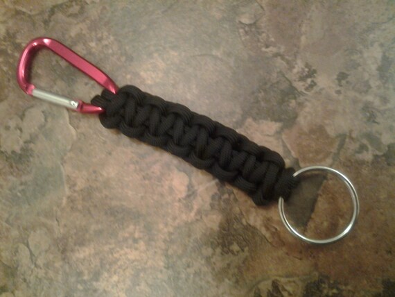 Paracord/Carabiner Keychain 6.5 inch black by eclipseboutique