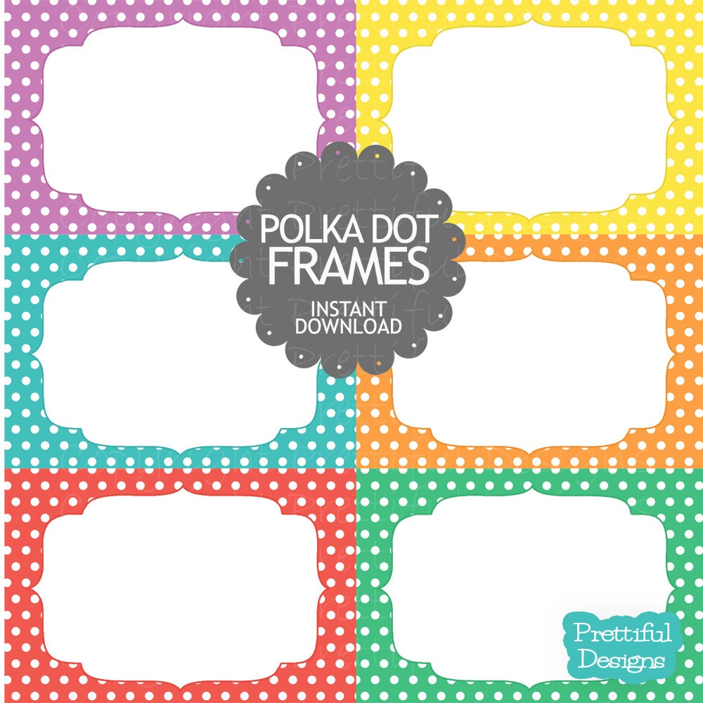 50% Off Sale Polka Dot Digital Frames Clip Art Commercial Use Instant Download Set 1 (691)