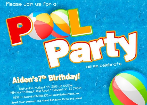Bright and Fun Pool Party Invitation Il_570xn