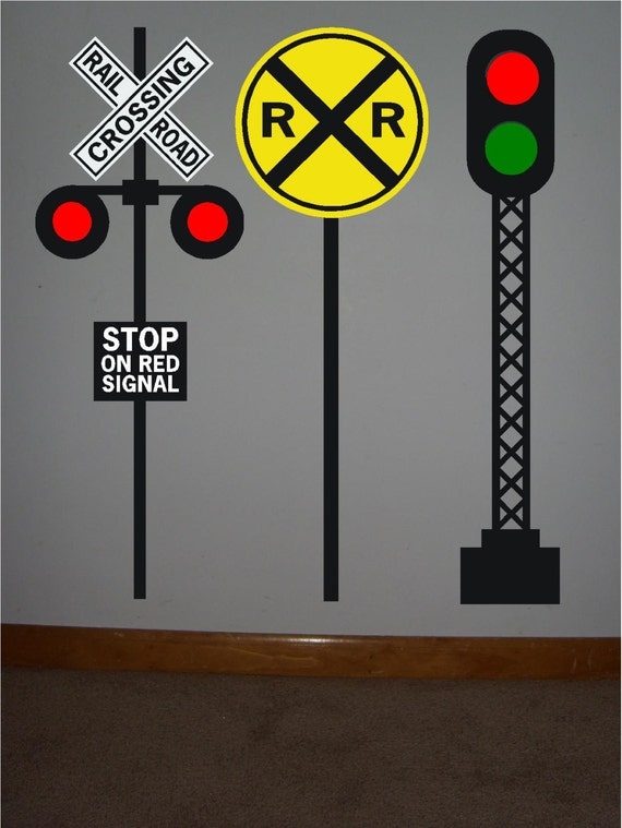 3 Railroad crossing signal vinyl signs...one by uniquevinyldesigns