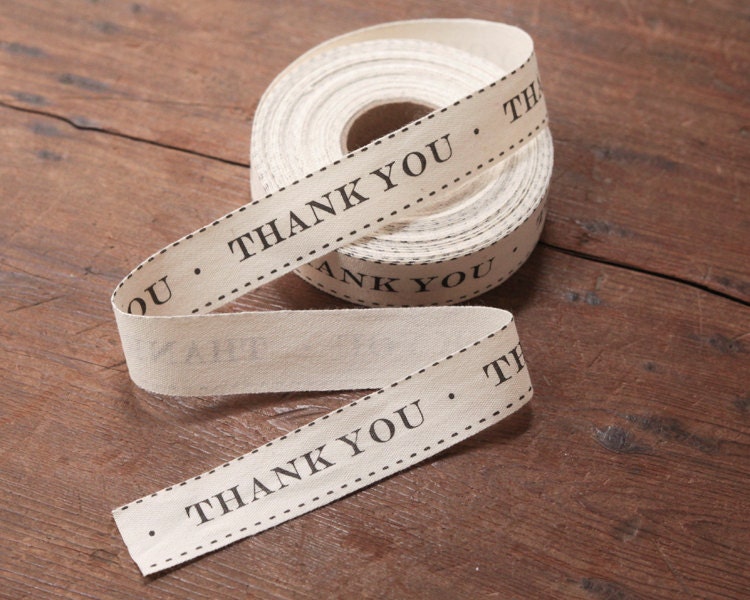 Cotton Ribbon Thank You Printed Label Fabric