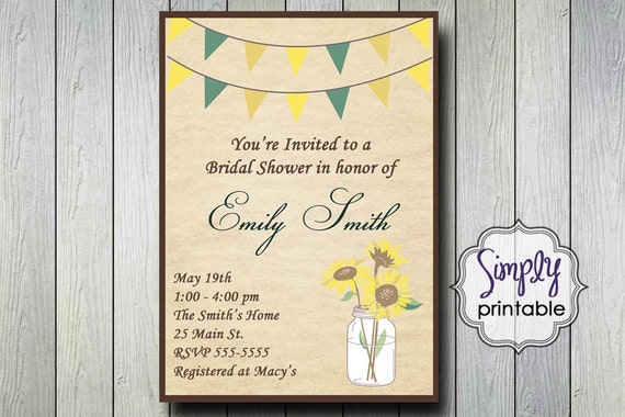Sunflower Bridal Shower Invitation Il_570xn