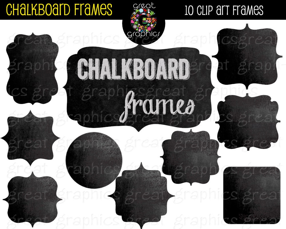 Chalkboard Frame Digital Chalkboard Frames Chalkboard Clipart Printable Chalkboard Frame Instant Download Il_570xn
