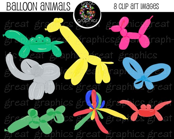 Balloon Clip Art Printable Birthday Party Clipart Balloon Animal Clip Art Digital Clip Art Birthday, Instant Download Il_570xn
