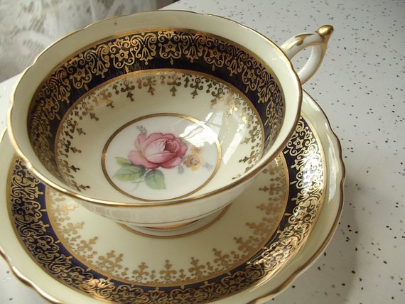 Antique Paragon yellow roses tea cup set gold by ShoponSherman