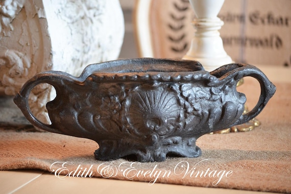 Antique French Cast Iron Jardiniere Planter Urn by edithandevelyn