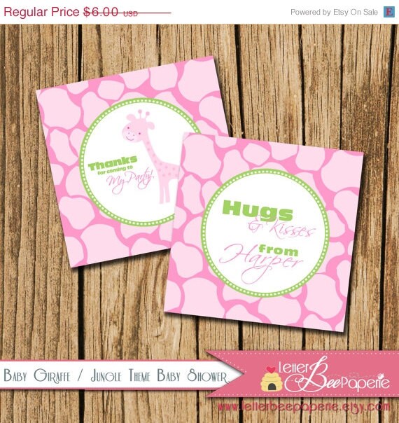 ON SALE Baby Giraffe / Jungle Theme Baby Shower Favor Tags - Customize Your Colors for Boy, Girl, Gender Neutral - DIY Printable Party Deco Il_570xn