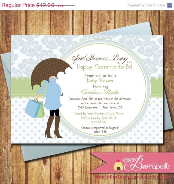 ON SALE April Showers Boys Baby Shower Invitation - DIY Printable Invite - Baby Sprinkle - Fall Baby Shower - Mommy, Umbrella Card Il_570xn