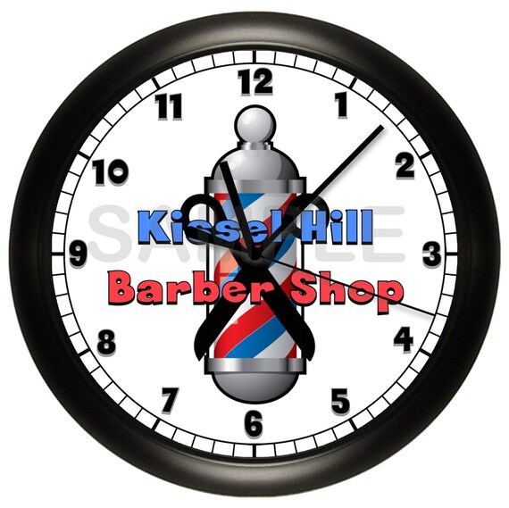 Personalized Barber Shop WALL CLOCK by cabgodfrey on Etsy