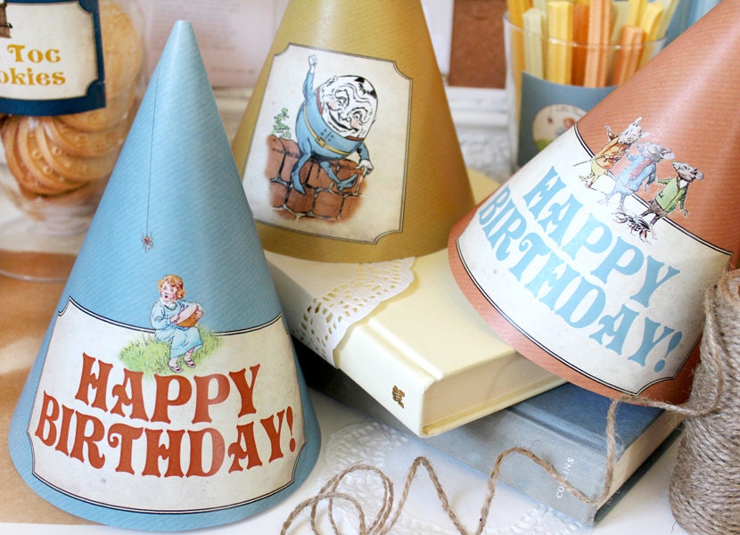 Party Hats Nursery Rhyme - Kids Birthday Party - DIY PRINTABLE FILE by Sassaby Il_570xn