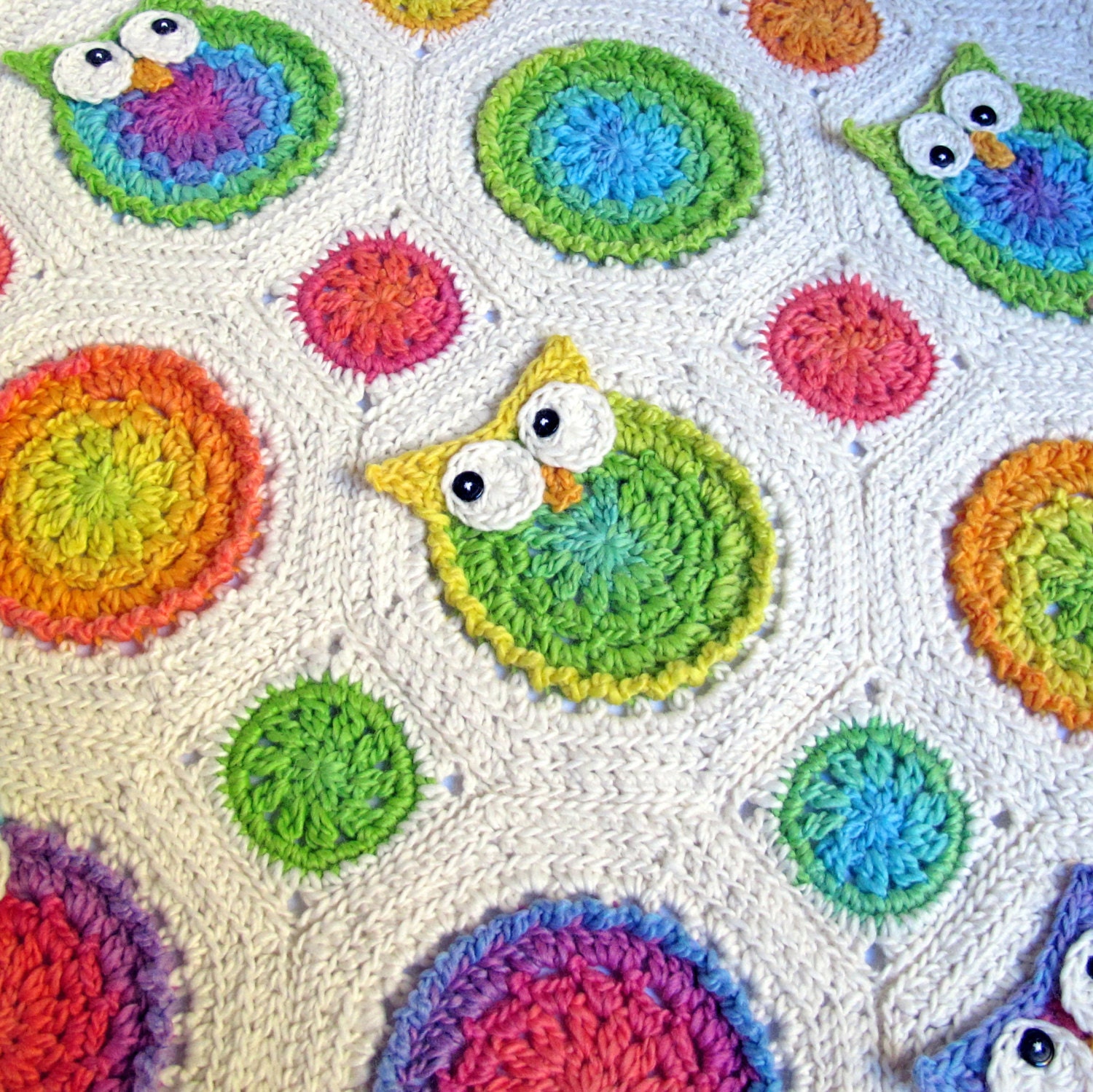 CROCHET PATTERN - Owl Obsession - a CoLorFuL owl blanket - Instant PDF Download