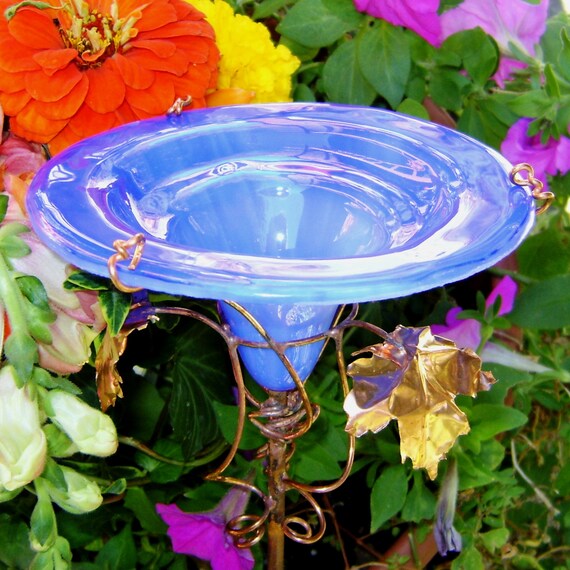 Stained Glass BUTTERFLY FEEDER copper by GloriasGlassGarden