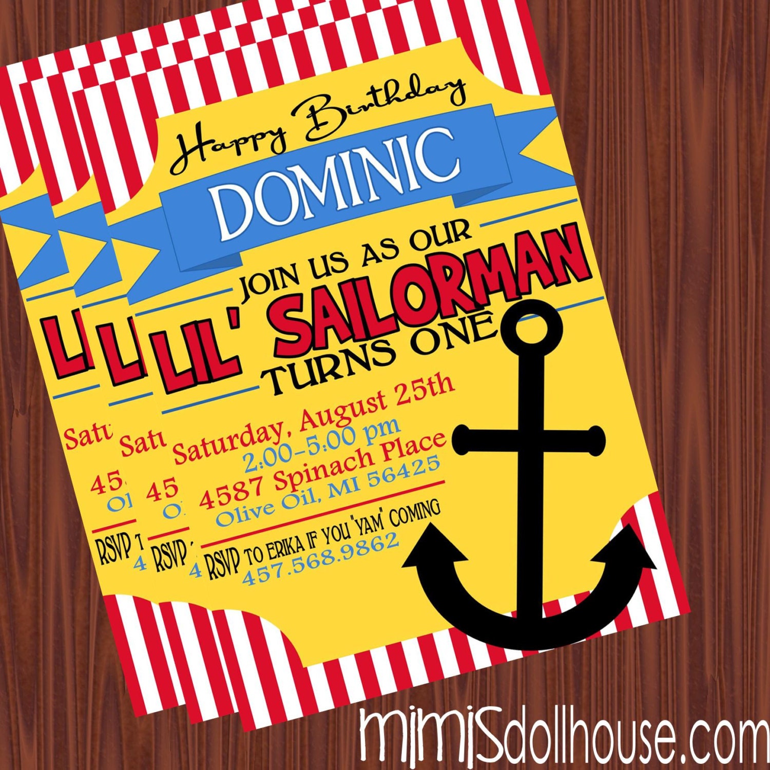 Sailor Invitation- Printable Popeye the Sailorman Birthday Party Invitation-Nautical Invitation PDF/JPEG Il_570xn