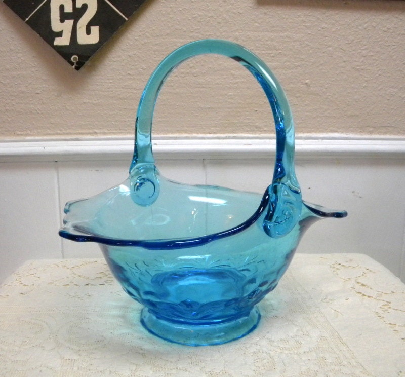 Tiara glass basket Blue Duchess large glass by TreasuresFromTexas