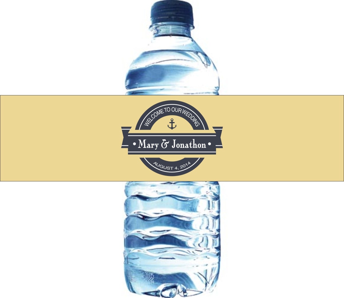 100 Nautical Waterproof Water Bottle Labels - Printed labels with your wedding colors Il_570xn