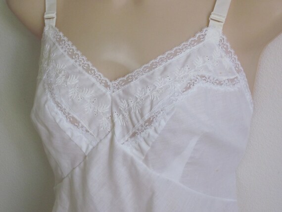 Vintage Camisole Cami slip white cotton & lace 36 by divasvintage
