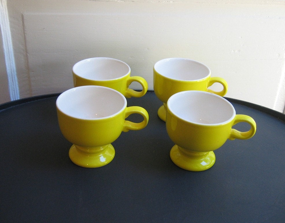 Vintage Lemon Yellow Mikasa Footed Mug Set Of Forecast Yellow S