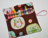 Crayon Roll Sweet Owls Rollup, holds up to 10 Crayons Crayon Roll Party Favors Owls - FrogBlossoms