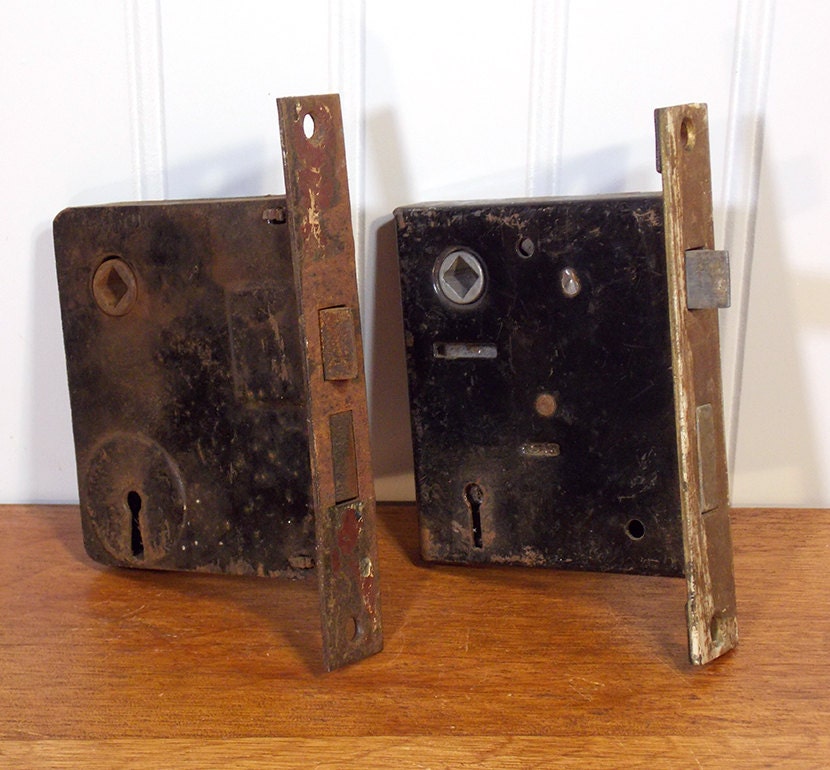 2 Antique Door Lock Mechanisms by j3decor on Etsy