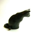 Theo - little black sitting cat sculpture handmade polymer clay OOAK decoration collection - HamlinDesign