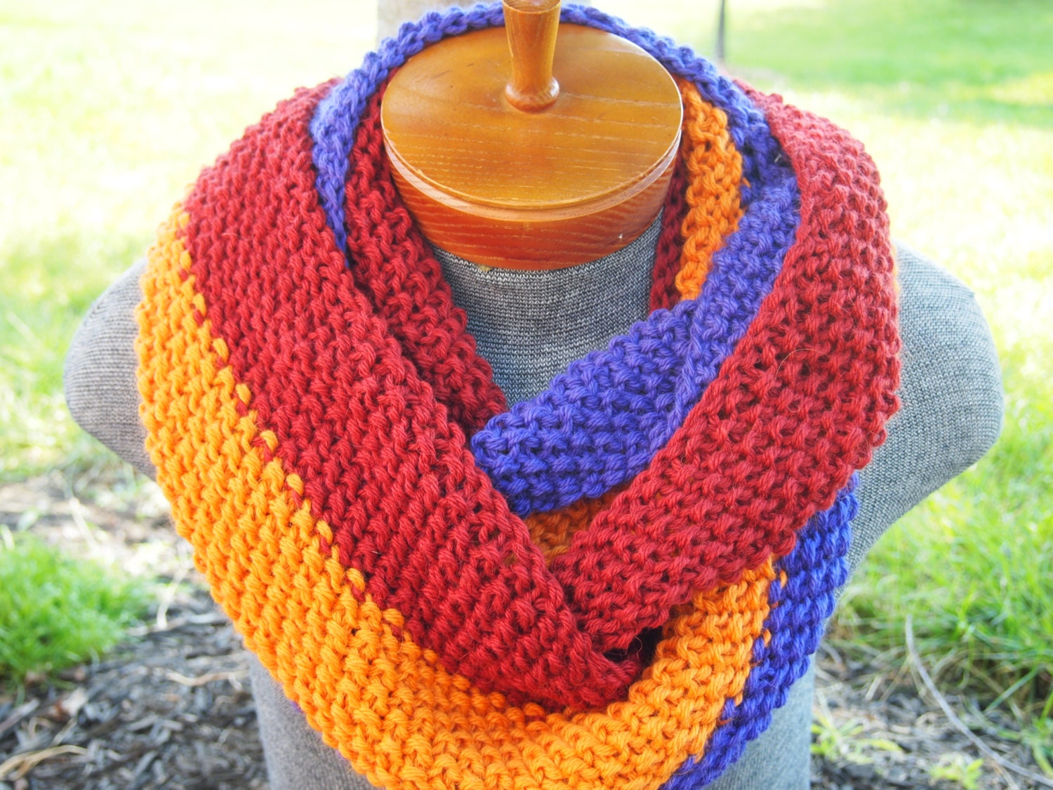 Hand Knit Cowl Infinity Scarf Baby Alpaca by IndigoKittyKnits