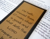 Bookmark for Men Micah 6:8 Black and Kraft Laminated Book Mark with Bible Verse - EllieMarieDesigns