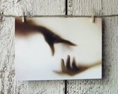 Reach - 4x6 Photo Postcard - Hands Reaching In the Fog - Ghostly Shadows - Surreal Art Photography - lightplusink