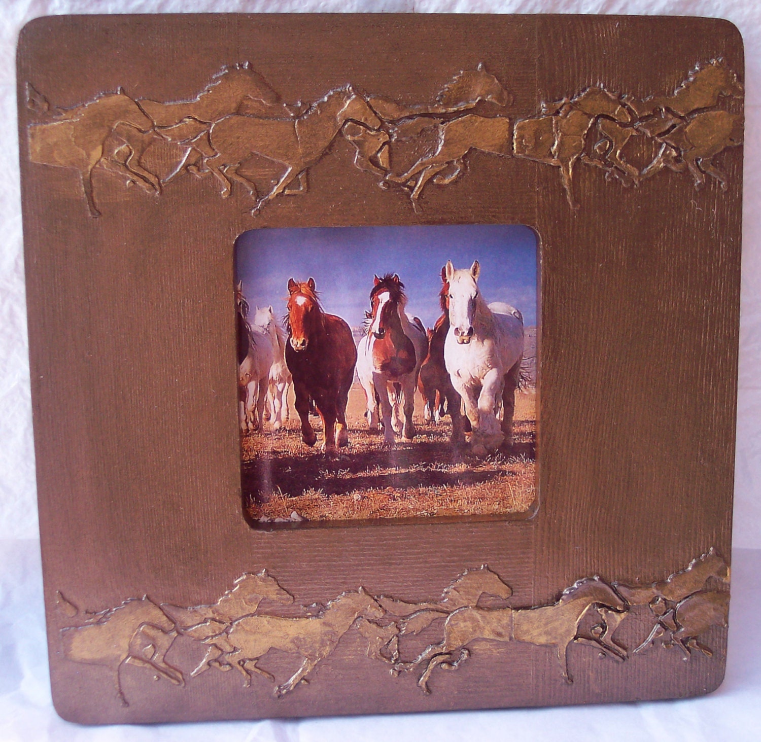 Wooden Running Horses Frame Running Horses Frame by MsCraftyTouch