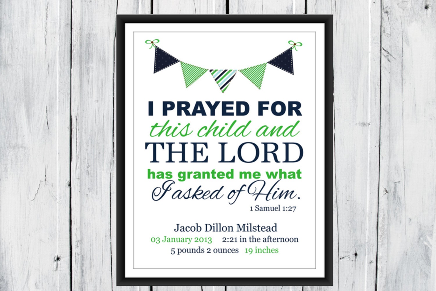 Bible Verse Birth Announcement Print Birth Info by TheEducatedOwl