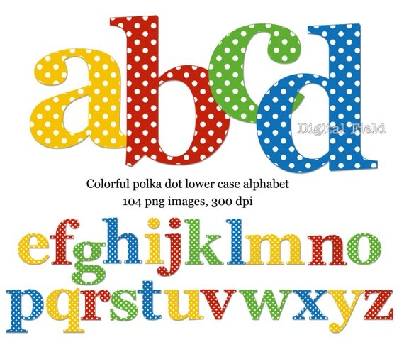 Polka Dot Lowercase Alphabet Clip Art Set Yellow By Digitalfield