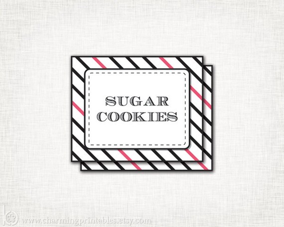 Custom Labels - PRINTABLE DIY Digital File - Custom Colors, Font Buffet Tags Labels - Stripe Pattern Collection Il_570xn