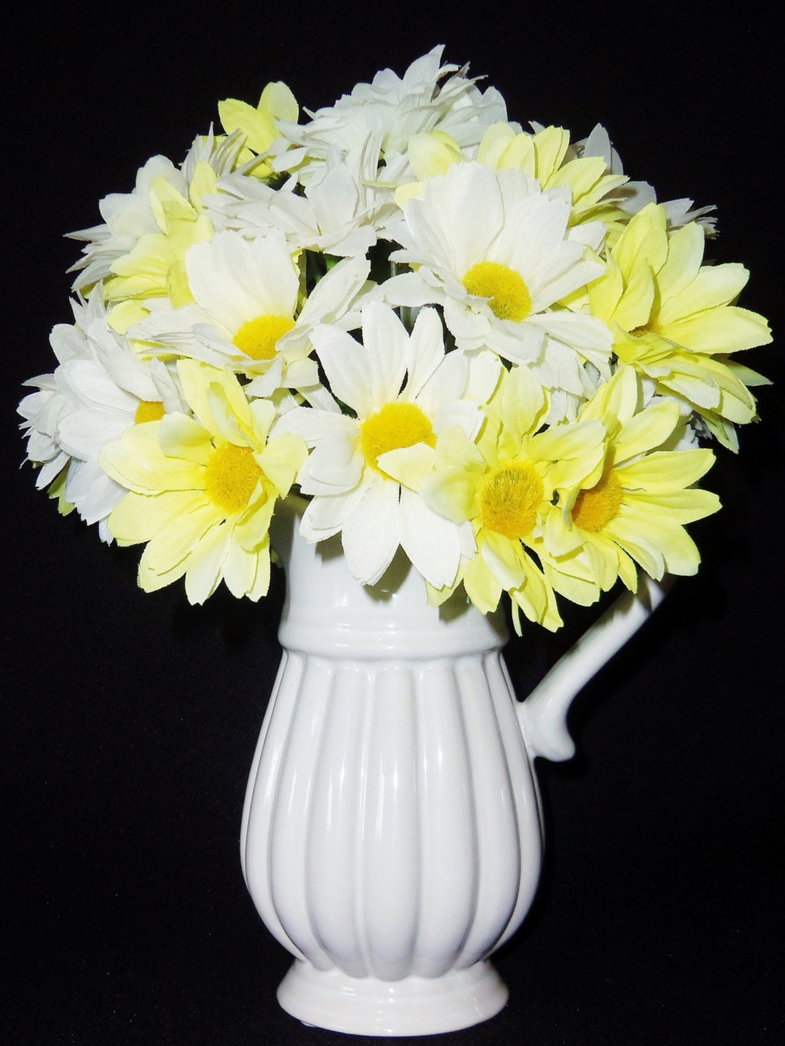 Silk Flower Arrangement Yellow Daisies White by BeautyEverlasting