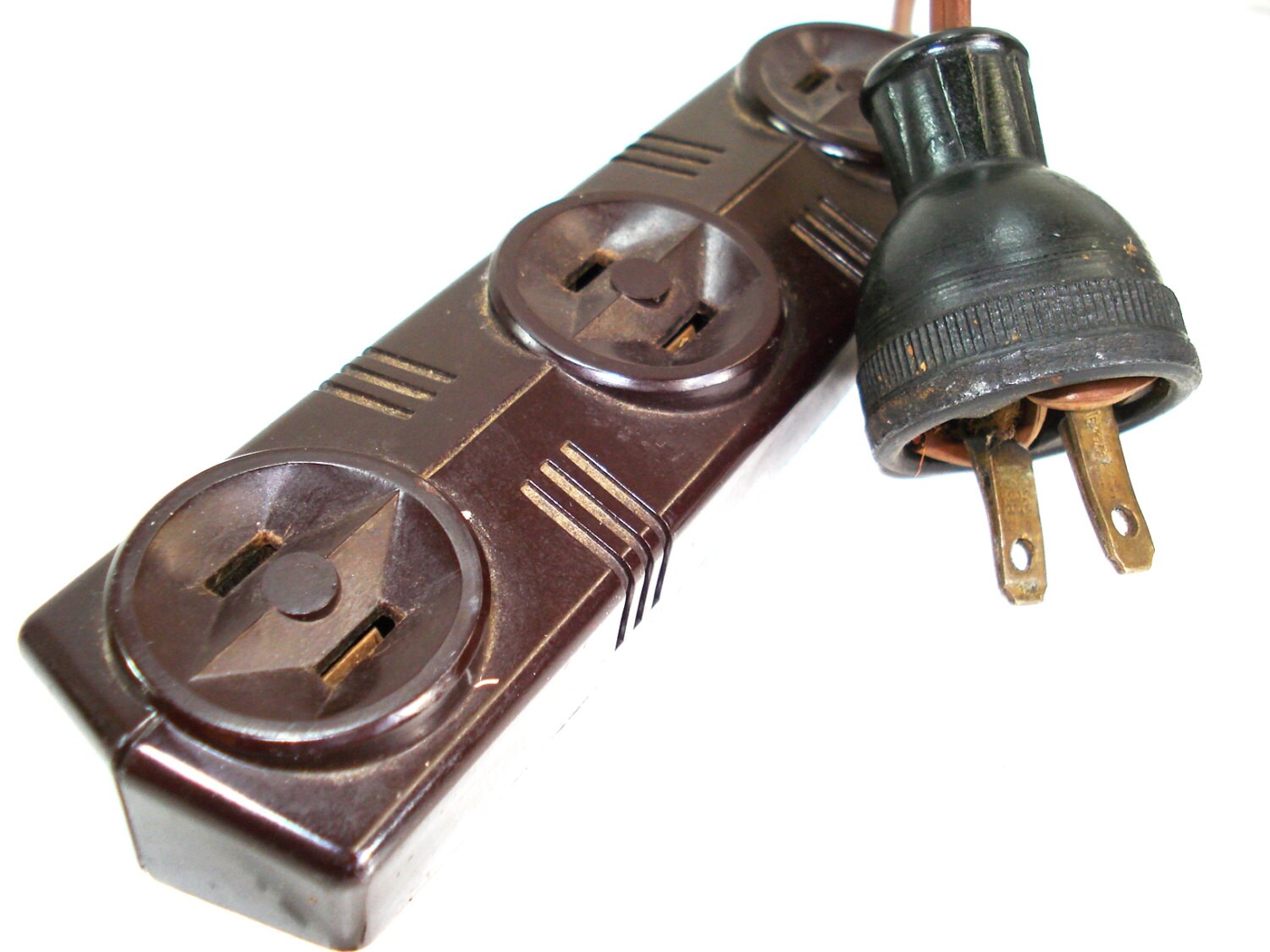 Vintage 3 Outlet Extension Cord by LkWhatTheCatDraggedN on Etsy